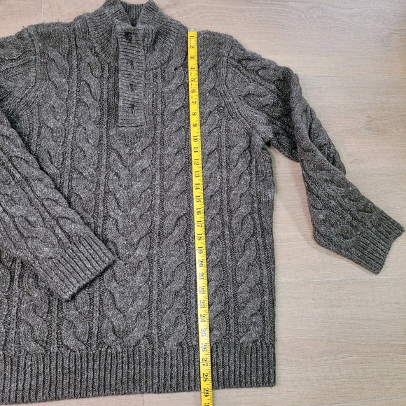 LL Bean Signature Mens Henley Sweater Cable Knit Heavyweight XL Wool/Linen - Picture 5 of 8